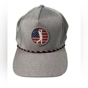 NWT Walter Hagen Gray Mesh Baseball Cap Red White Blue Golfer Patch - Size M/L